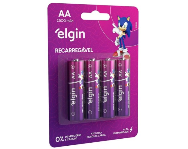 AA ELGIN RECARREGÁVEL 2500mAh 4UN AA ELGIN RECARREGÁVEL 2500mAh 4UN