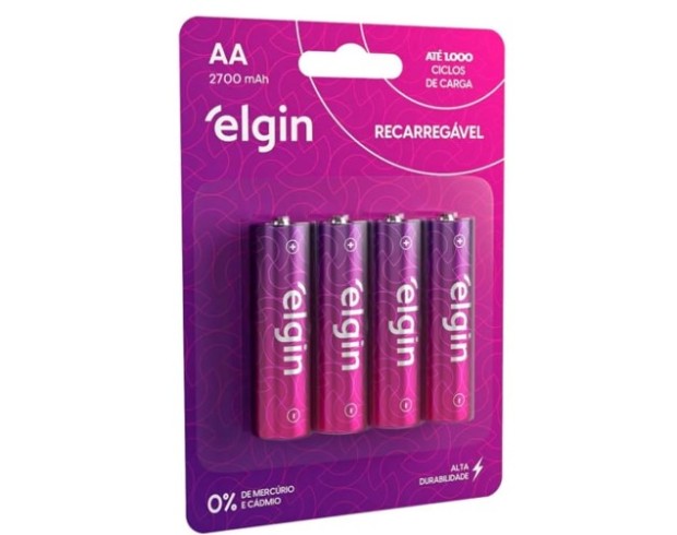AA ELGIN RECARREGÁVEL 2700mAh 4UN AA ELGIN RECARREGÁVEL 2700mAh 4UN