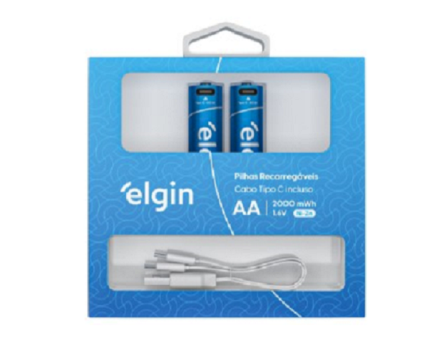 AA ELGIN RECARREGÁVEL COM CABO TIPO C AA ELGIN RECARREGÁVEL COM CABO TIPO C