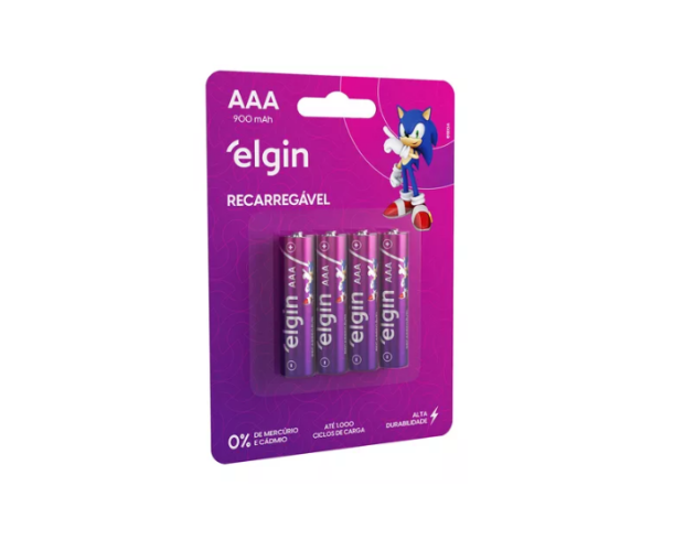 AAA ELGIN RECARREGÁVEL 900mAh 4UNI AAA ELGIN RECARREGÁVEL 900mAh 4UNI