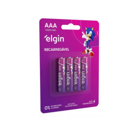 AAA ELGIN RECARREGÁVEL 1000mAh 4UNI
